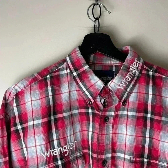 Vintage Wrangler  Spellout Long Sleeve Button-up Shirt Large - Picture 4 of 5